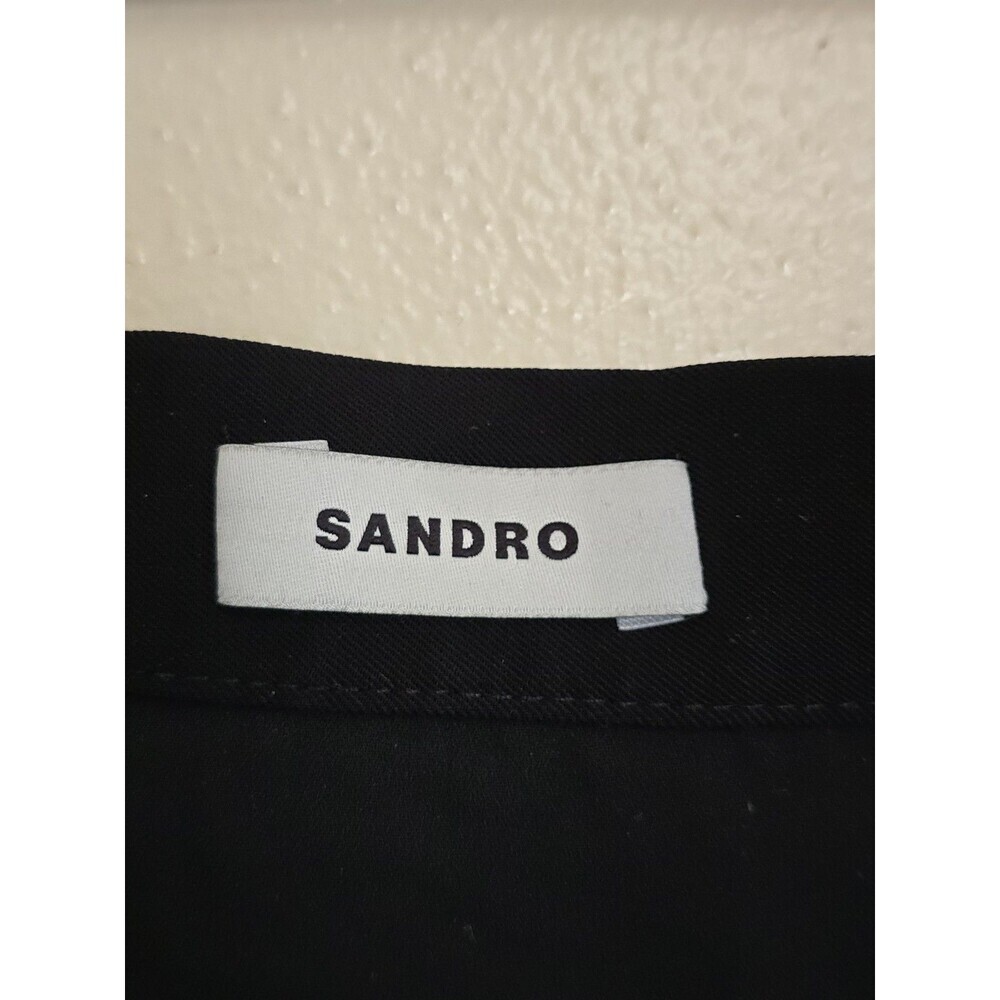 Sandro Pleated Long Midi Skirt Womens 40 US 8 Black A Line Paris Chic Sheer - Picture 9 of 12